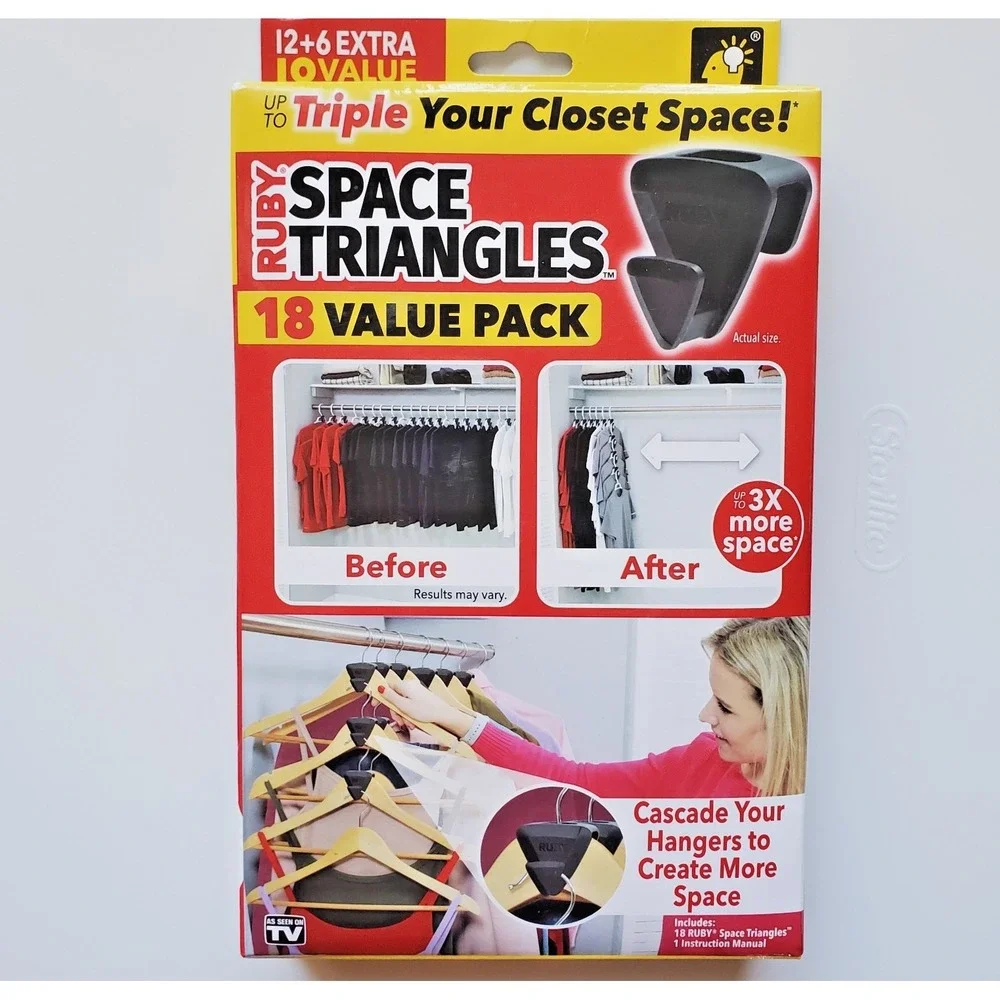 New in Box RUBY Space Triangles‎ AS-SEEN-ON-TV Closet Hangar Organizer 3X Space